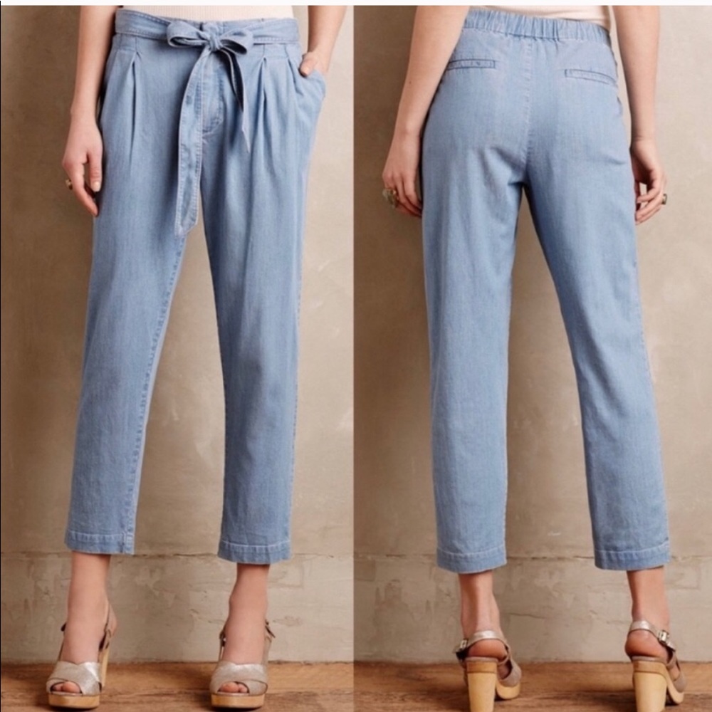Like New Anthropologie Cartonnier Tencel/ Chambray Pants szM